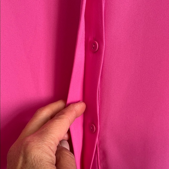 Zara Fuchsia Ruffle Sleeve Blouse Mandarin Collar, Size M - Picture 7 of 11